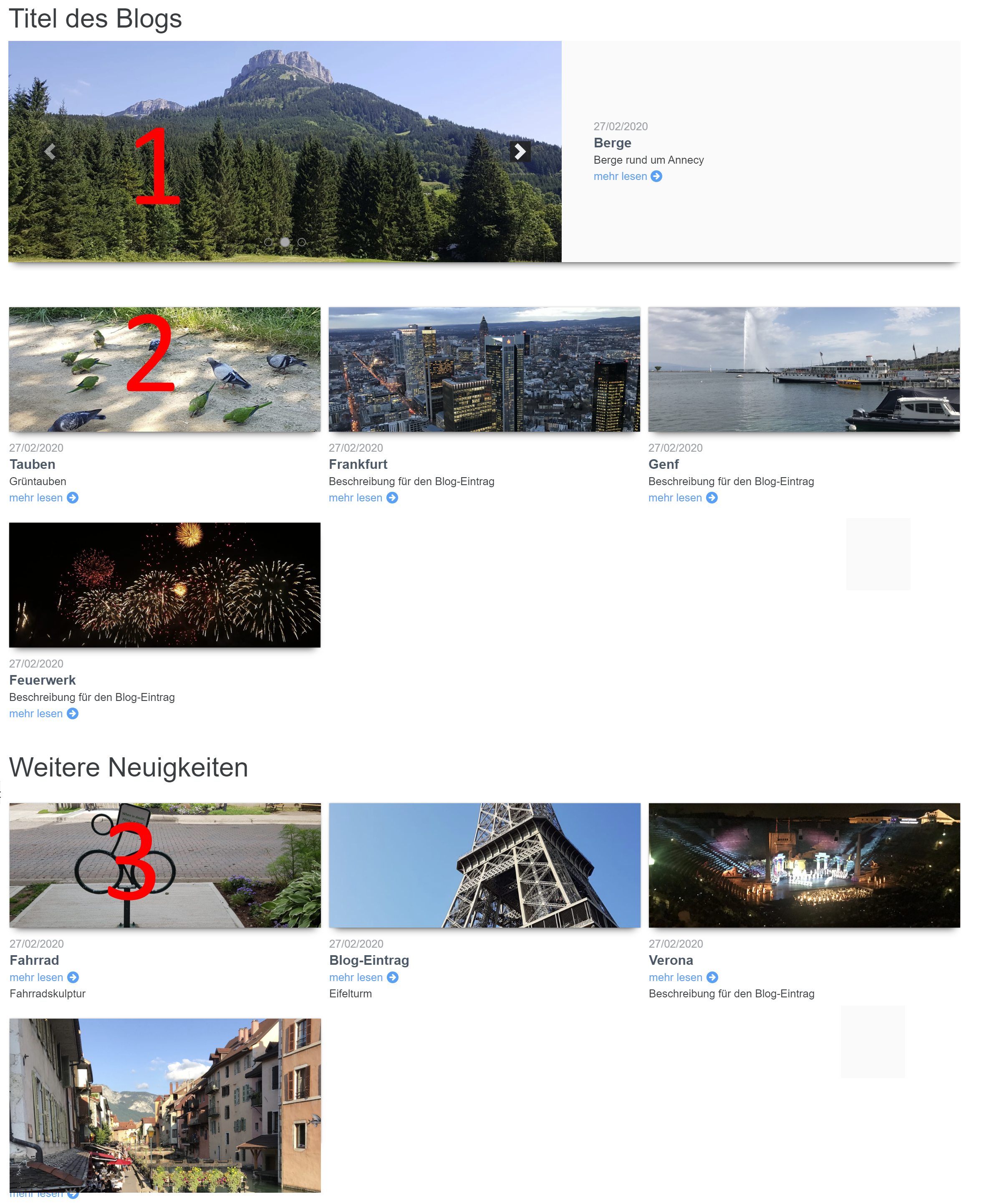 Die neue Blogübersichtsseite