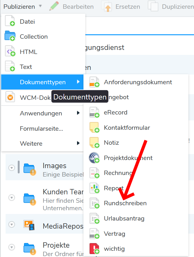 Den Dokumenttyp anwenden