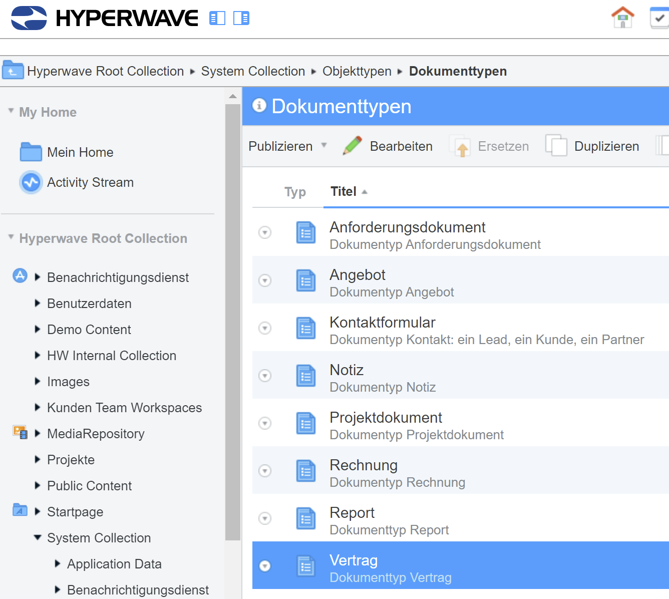 Dokumenttyp Vertrag