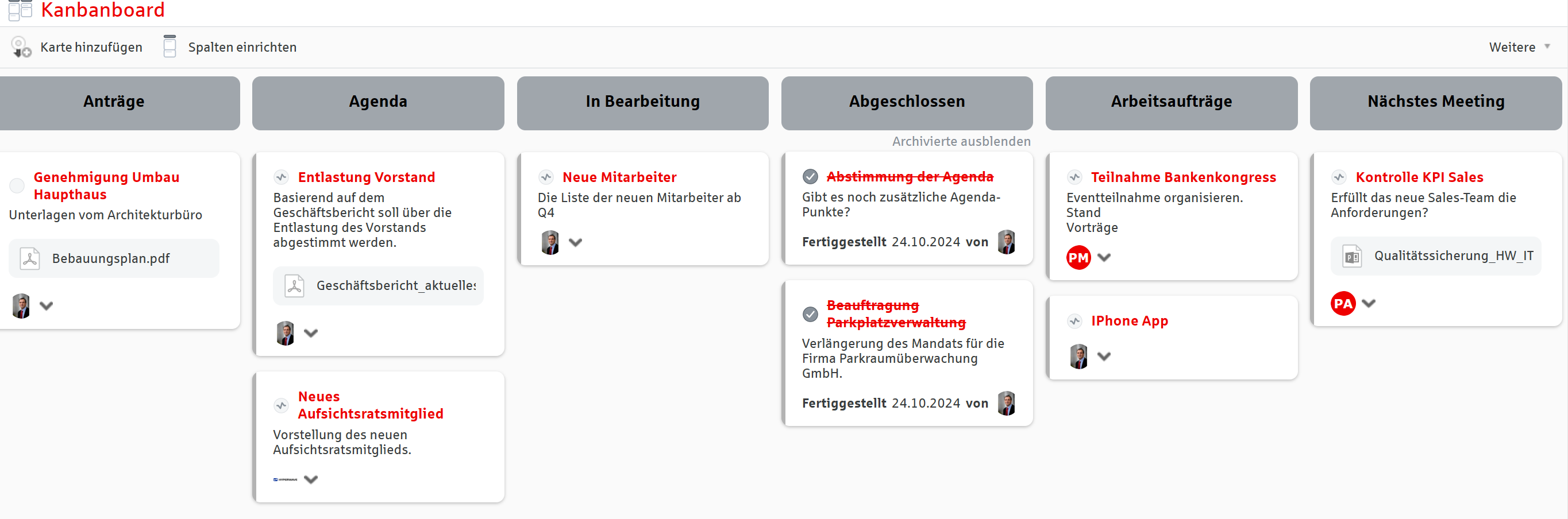 Boardmeeting mit einem Kanban-Board organisieren