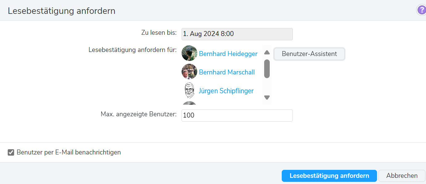 Einfache Auswahl der Benutzer für die LB.