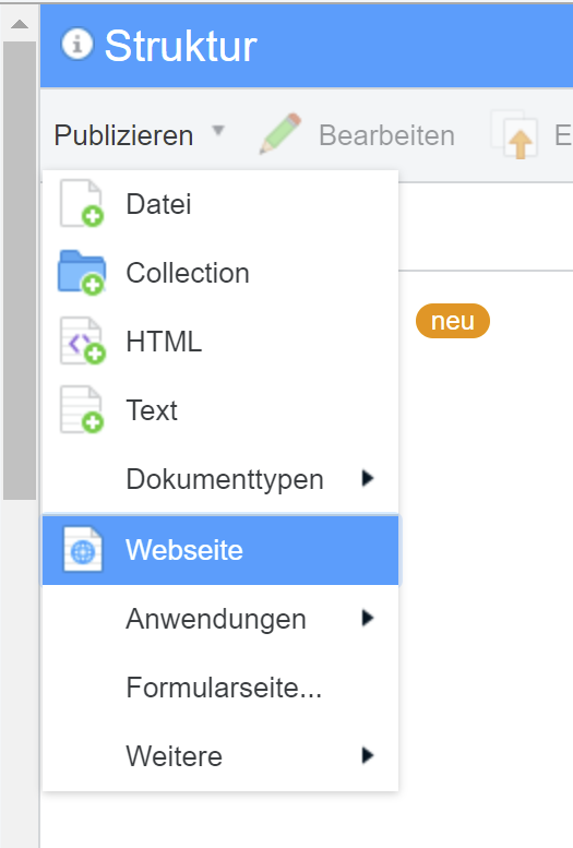 WCM Dokument Auswahl