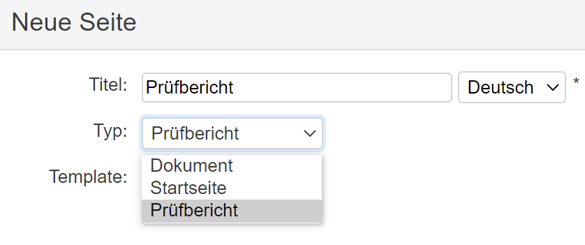 Auswahl WCM Vorlage