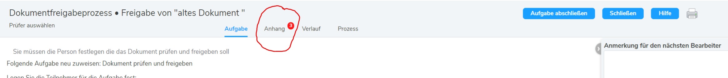 Workflow Badge für Anhänge