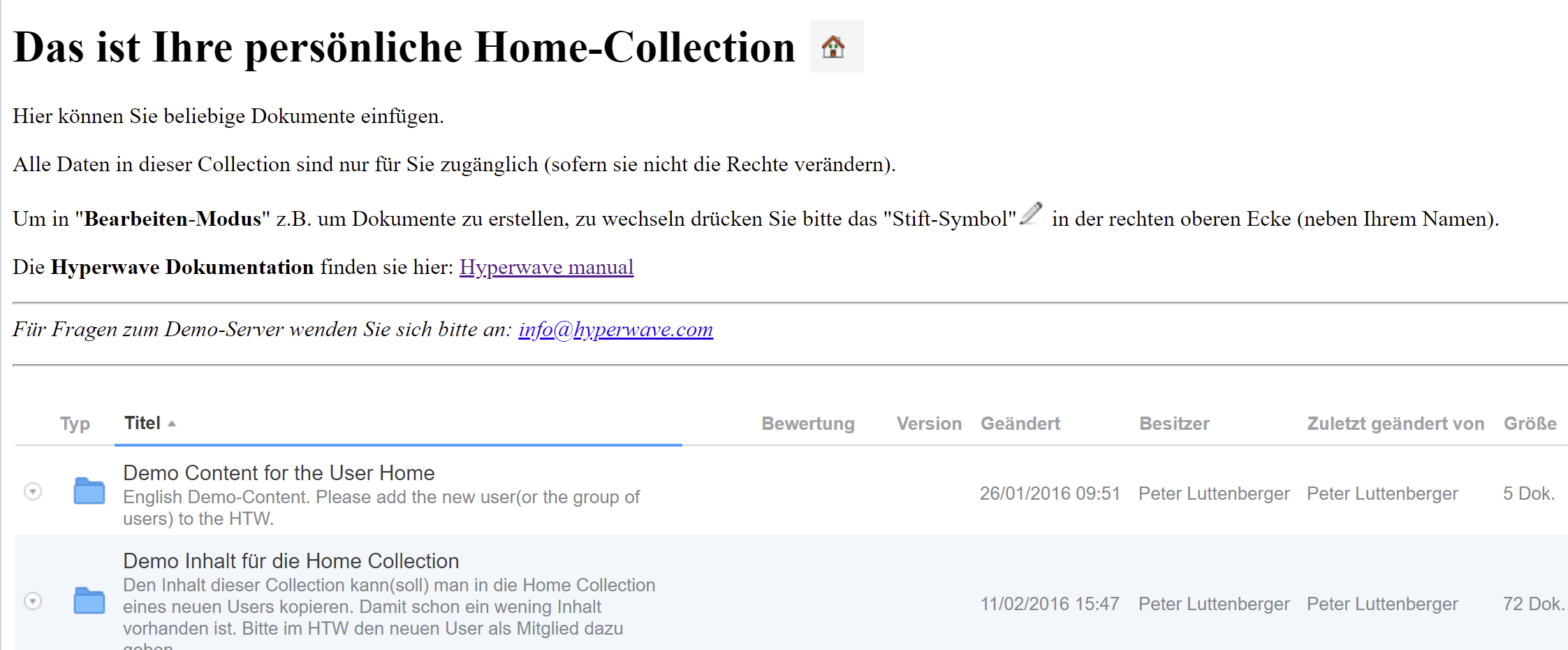 Home mit Collection-Kopf
